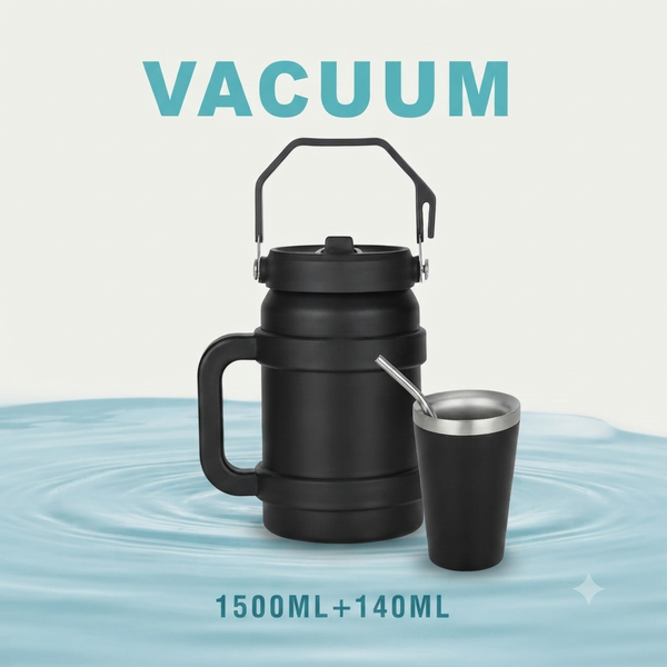 Large Insulated Stainless Steel Travel Jug Cup Set