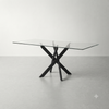 Modern Rectangular Glass Dining Table with Black Metal Base