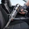 Handheld Portable Vacuum Cleaner in use, cleaning crumbs from a car seat for quick and efficient cleaning.