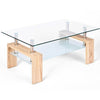 Perfect Dealz Glass Coffee Table with Wooden Accent