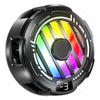 Mobile Gaming Phone Cooler with Digital Display featuring rainbow LED lights and cooling fan design.