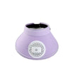 Women Rechargeable Cooling Fan Sun Visor in lavender color with built-in fan for outdoor comfort.