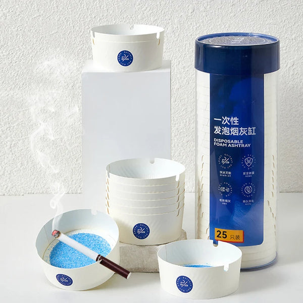 Disposable Ashtray Cups for Home & Office Use with multiple cups and packaging for convenient smoking areas.
