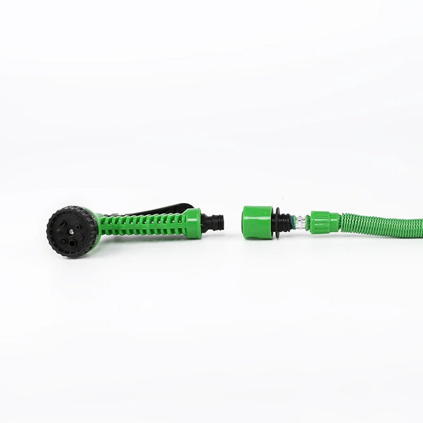 75ft Lightweight Flexible Expandable Car Wash Water Hose with adjustable nozzle, showcasing its flexibility and design.