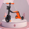 3-In-1 Height Adjustable Children's Kick Scooter in vibrant orange and black design on a display platform.