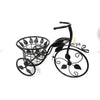 Metal Tricycle Planter Stand with Basket for Patio and Garden