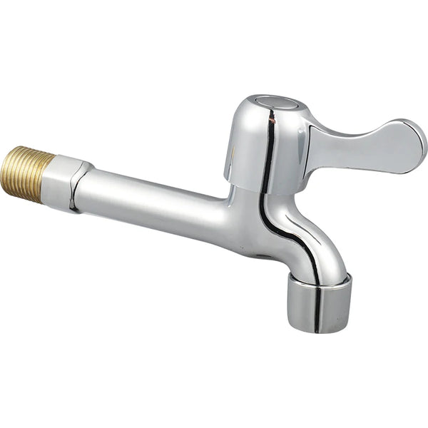 Chrome Zinc Alloy Outdoor Garden Water Valve featuring a shiny chrome finish and durable design for outdoor use.
