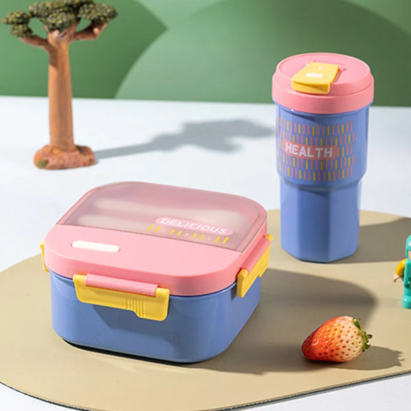 3-Compartment Bento Lunch Box and Cup