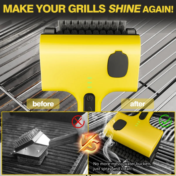 Heat-Resistant Electric Grill Brush Barbecue Cleaning Brush before and after comparison for grill cleaning.