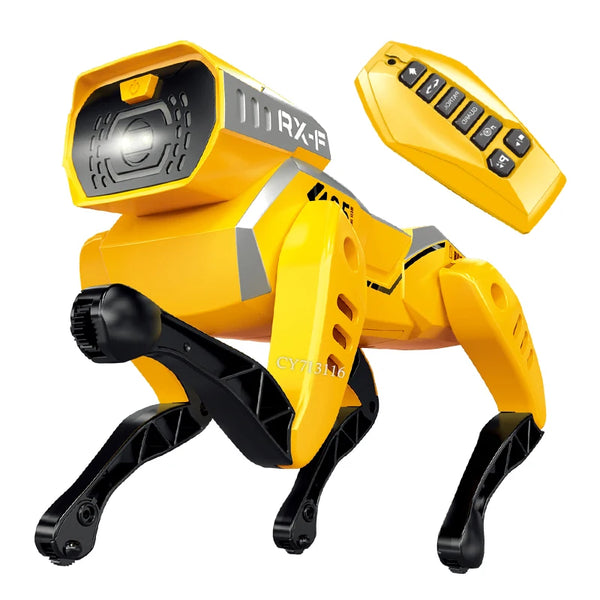 STEM Smart RC Robot Dog Toy with remote control, featuring interactive movement and lights for kids.
