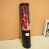 Cylinder Floral Display Box with Soap Roses showcasing elegant red roses in a tall, modern presentation.