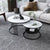 Modern Black Coffee Table with elegant marble tops and stylish metal base in a contemporary living room setting.