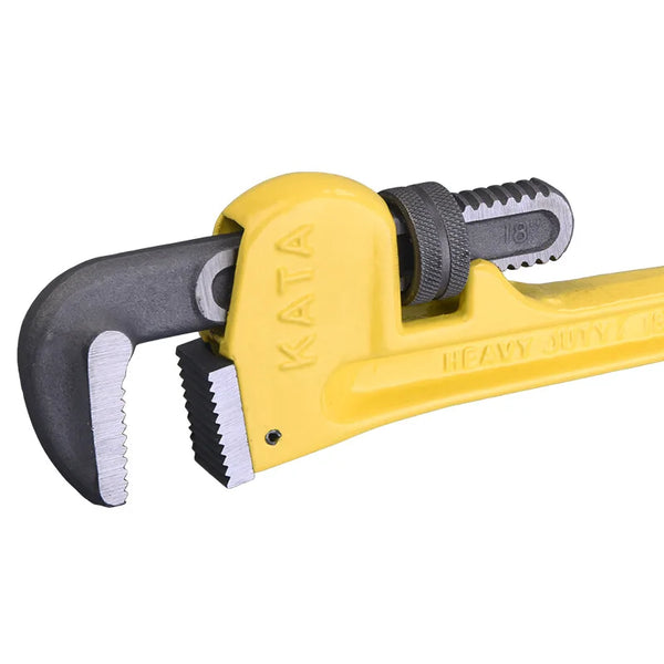 Heavy-Duty 55mm Steel Adjustable Pipe Wrench with durable yellow handle for plumbing and construction work.