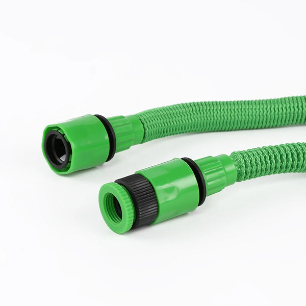 75ft Lightweight Flexible Expandable Car Wash Water Hose connectors showing durable anti-UV and anti-corrosion materials.