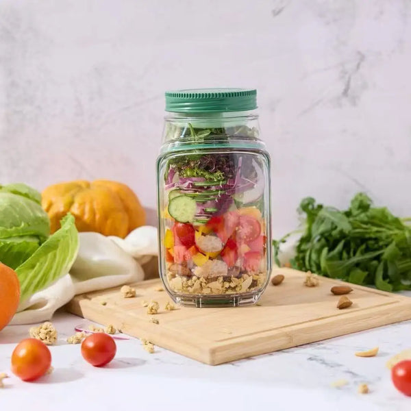 Glass Salad Jar Meal Prep Container with Lid
