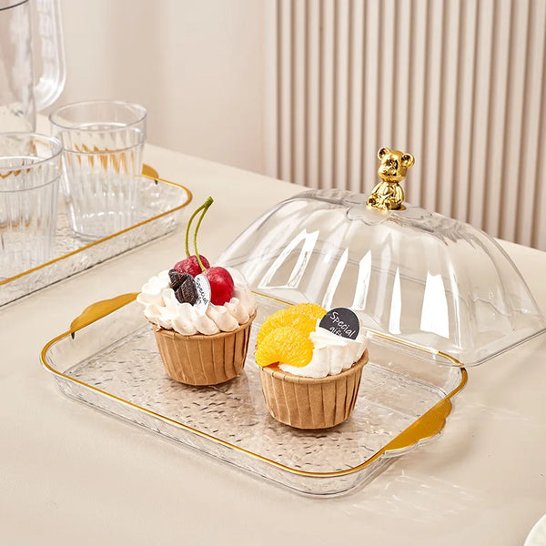 Cake Plate with Dome Cover Dessert Display Tray