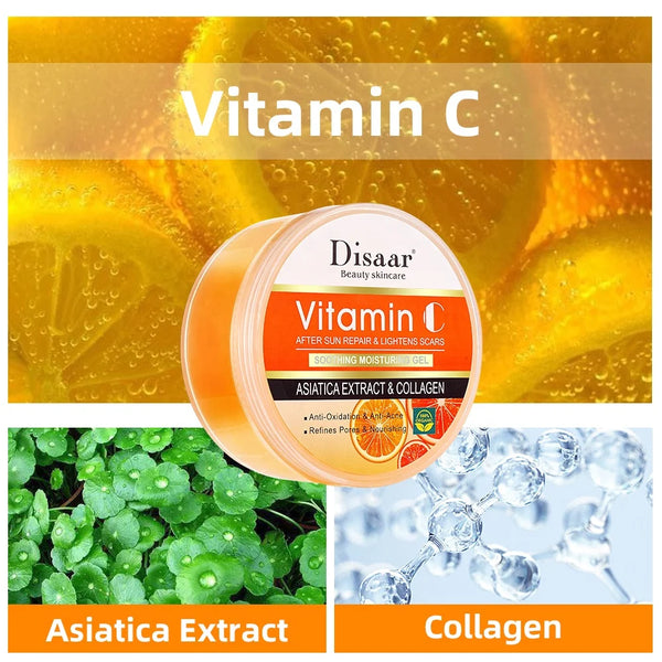 Vitamin C Whitening and Moisturizing Face Gel with Asiatic Extract and Collagen for skin repair.