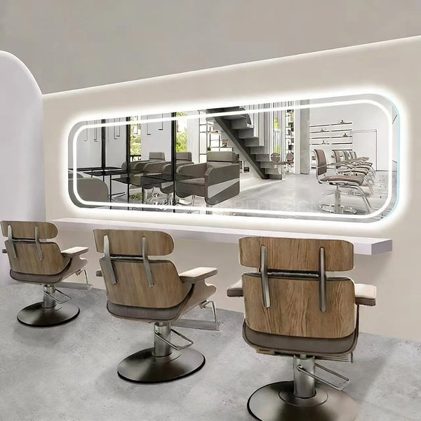 Gold Stainless Steel Horizontal Hanging LED Mirror