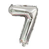 16-Inch Number Aluminum Film Balloon shaped like the number 7 in shiny silver finish.