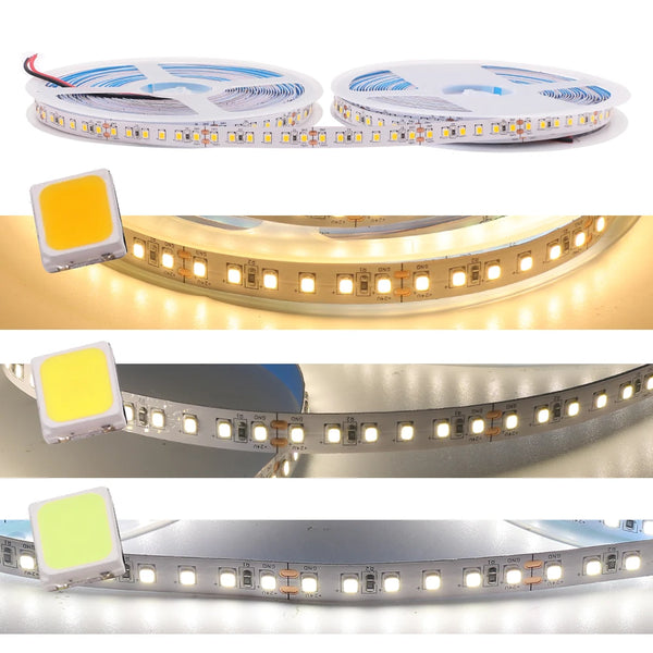 5m 12V 2835 SMD LED Strip Light showcasing flexible illumination and energy-efficient design.