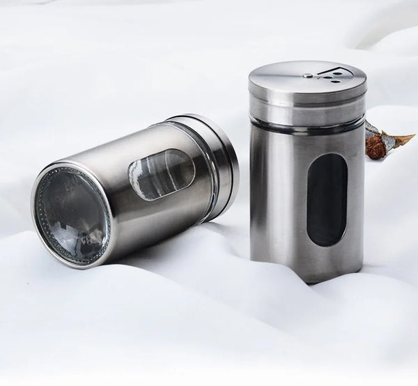 Stainless Steel Glass Spice Jar and Salt Pepper Shaker