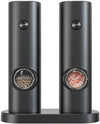 Electric Salt & Pepper Grinder Set on a sleek base, designed for effortless seasoning and consistent flavor.