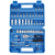 53 Pieces Socket Wrench Set in a blue case showcasing various socket and wrench tools for automotive and household repairs.