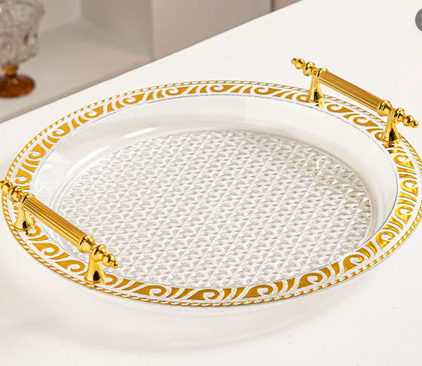 Circular Fruit and Miscellaneous Tray with Gold Plated Edges