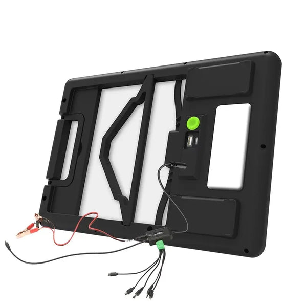 IP65 LED Portable Mini Solar Panel Light back view with wiring and USB port for easy connectivity and setup.