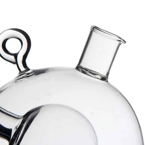 Close-up view of the Dual-Core Borosilicate Glass Oil & Vinegar Dispenser spout design.
