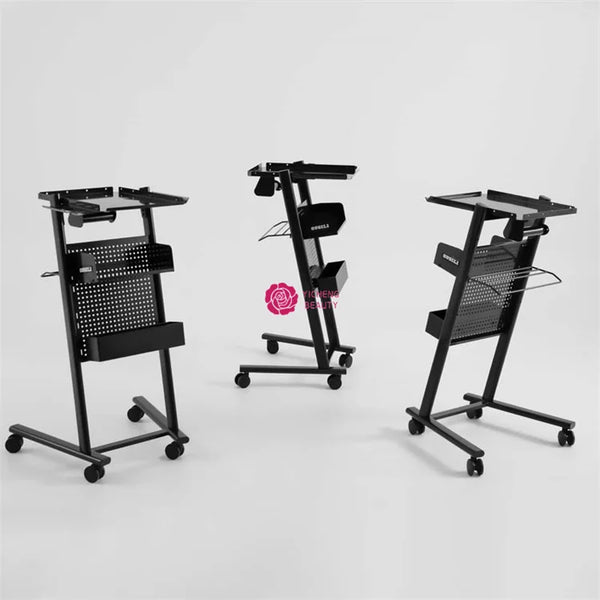 Multi-Function Professional Barber Trolley featuring a mobile, slim design with storage compartments for salon tools.