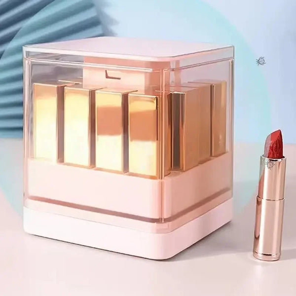Cosmetic Organizer for Beauty Plastic Jewelry Storage showcasing elegant lipstick compartments and a modern design.