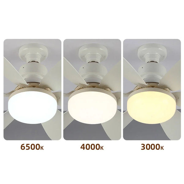 E27 Screw-In LED Ceiling Fan Light options showing 6500k, 4000k, and 3000k color temperatures.
