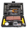 93 Piece Tire Repair Tool Set, complete kit with tools for fixing punctured tires in cars, motorcycles, and trailers.