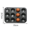 Carbon Steel Shell Shape Baking Mold with twelve shell-shaped cavities for baking madeleines and biscuits.
