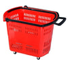 Plastic Supermarket Shopping Basket in vibrant red, designed for convenient and organized shopping.