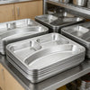 304 Stainless Steel 3 Compartment Lunch Box stacked in a kitchen for meal organization and portability.