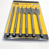 6 Piece Hex Shank Spade Bit Wood Drill Kit showcasing six spade bits for efficient drilling in wood.