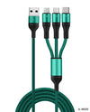 3-in-1 USB Charging Cable with Micro USB, Type-C, and USB connectors for fast charging.