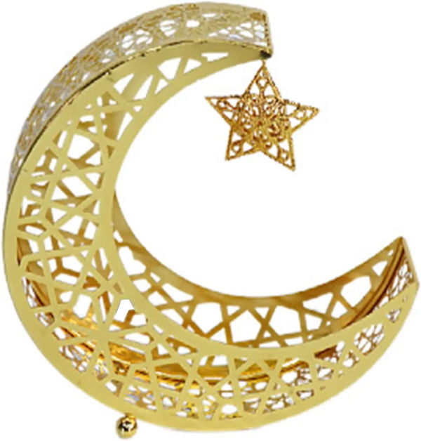 Decorative Moon Star Snack Tray showcasing an elegant gold moon design with a star accent, perfect for serving snacks.