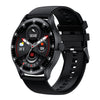 HK33 BT Call Fashion Smart Watch in black, displaying health metrics and time on a stylish watch face.