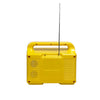 Portable Mini Solar Panel Kit used to power a yellow portable radio with antenna for outdoor use.