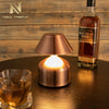 Retro Acrylic LED Desk Lamp Glow illuminating a cozy setting with whiskey and glass on a table.