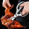 Multi-Function Stainless Steel Kitchen Scissors cutting through roasted poultry.