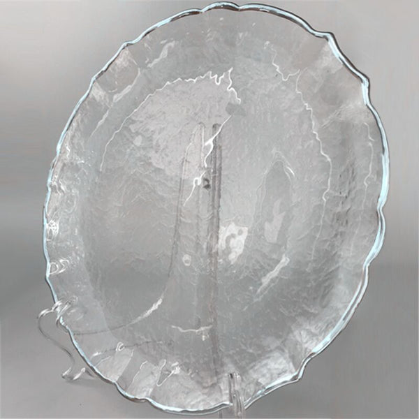Gold Rimmed Flower Glass Charger Plate