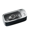 A Professional Ultrasonic Mini Jewelry Cleaner containing a silver watch in its cleaning chamber.