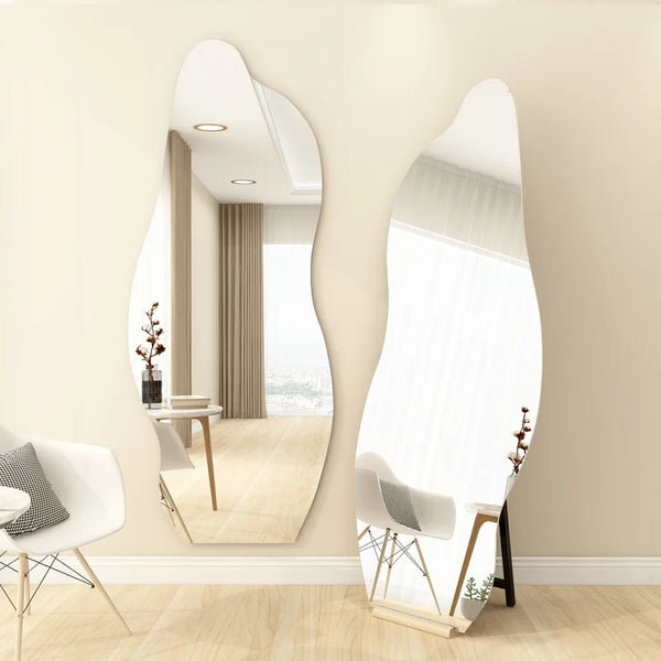 Irregular Solid Wood Frame Full-Length Mirror