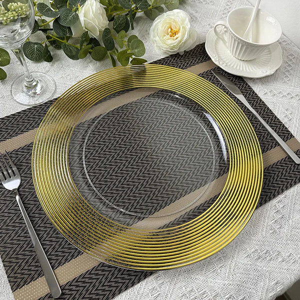 Gold Rimmed Acrylic Clear Charger Plate