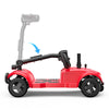 New Model Four Wheel Elderly Mobility Scooter side view showing adjustable handle and four-wheel design for stability.