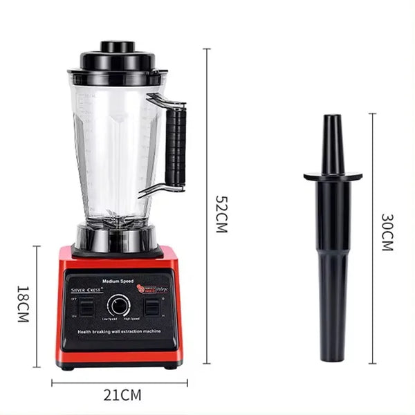 Heavy Crest Stainless Steel Silver Blender with dimensions and extraction functionality.